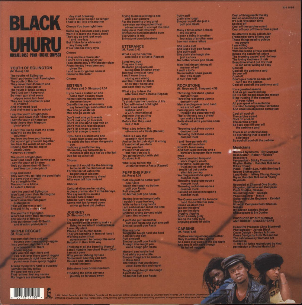 Black Uhuru Red - 180 Gram UK vinyl LP album (LP record) 600753515884