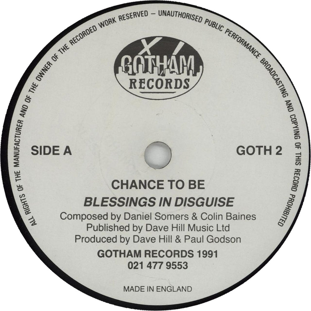 Blessings In Disguise Chance To Be UK 7" vinyl single (7 inch record / 45) GOTH2