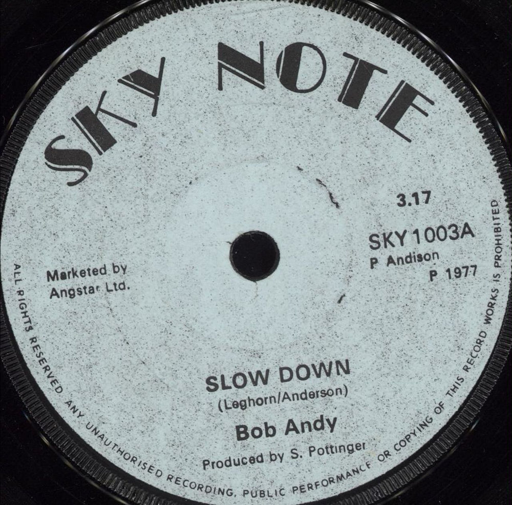 Bob Andy Slow Down UK 7" vinyl single (7 inch record / 45) SKY1003