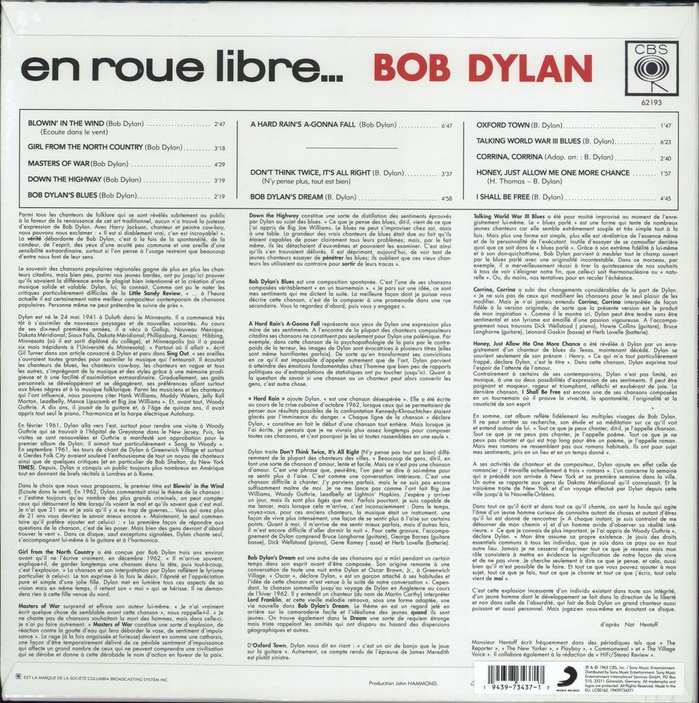 Bob Dylan En Roue Libre... - RSD 2020 - Sealed French vinyl LP album (LP record) 194397343717