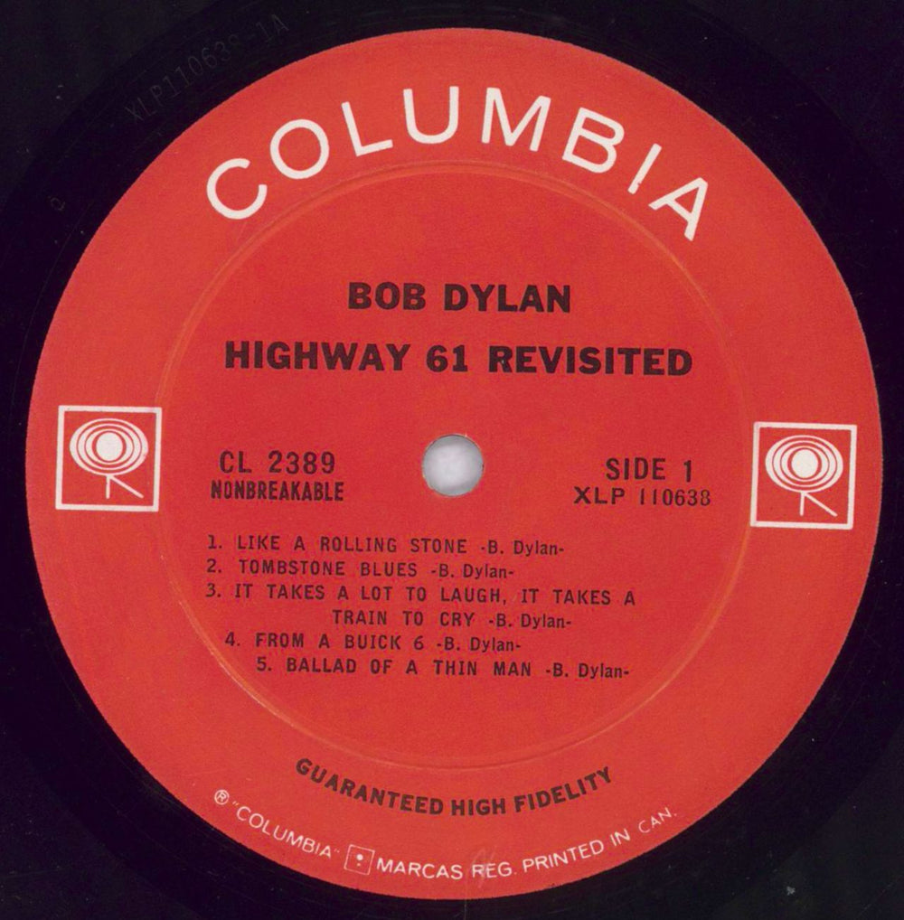 Bob Dylan Highway 61 Revisited Canadian vinyl LP album (LP record) DYLLPHI679751