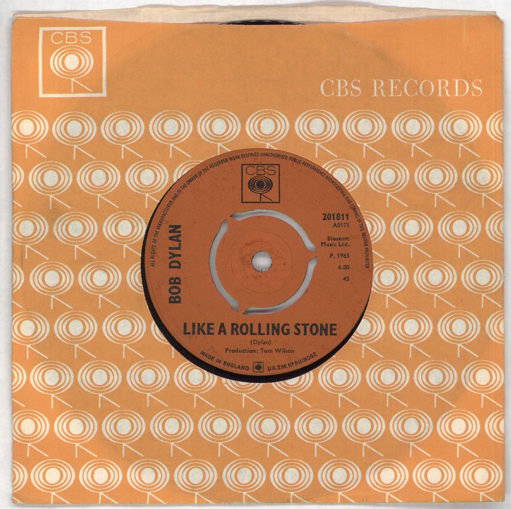 Bob Dylan Like A Rolling Stone - 1st - 3pr UK 7" vinyl single (7 inch record / 45) 201811