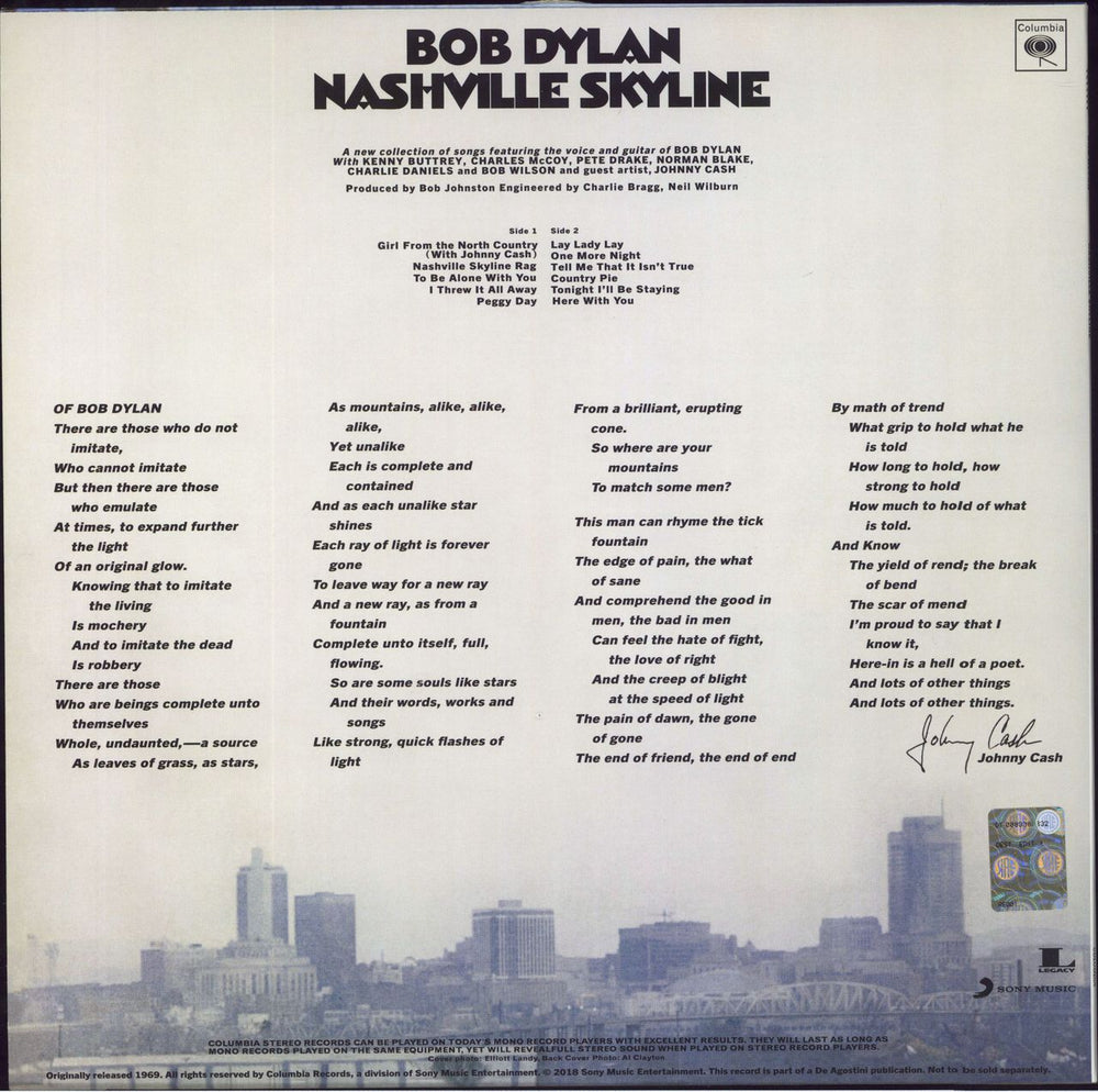 Bob Dylan Nashville Skyline - 180gm UK vinyl LP album (LP record)