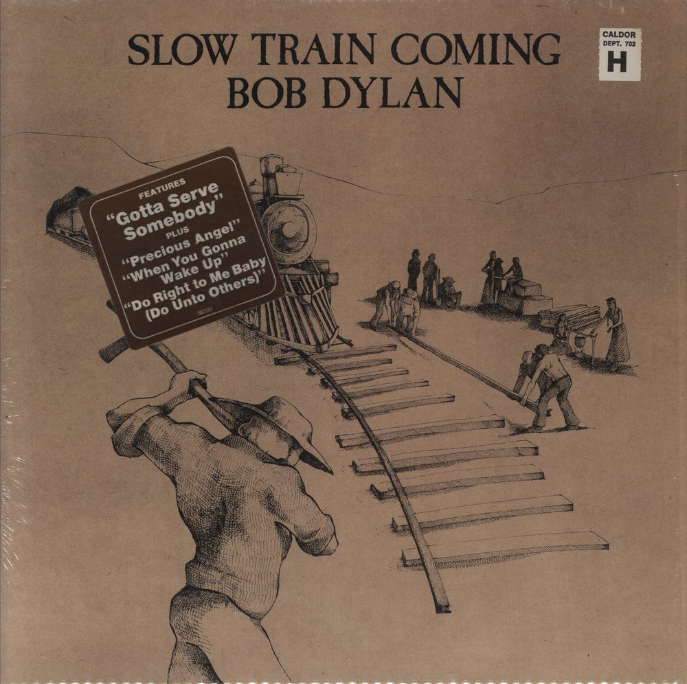 Bob Dylan Slow Train Coming - stickered shrink US vinyl LP album (LP record) FC36120