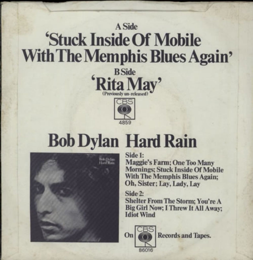 Bob Dylan Stuck Inside Of Mobile With The Memphis Blues Again - EX UK 7" vinyl single (7 inch record / 45) DYL07ST106437