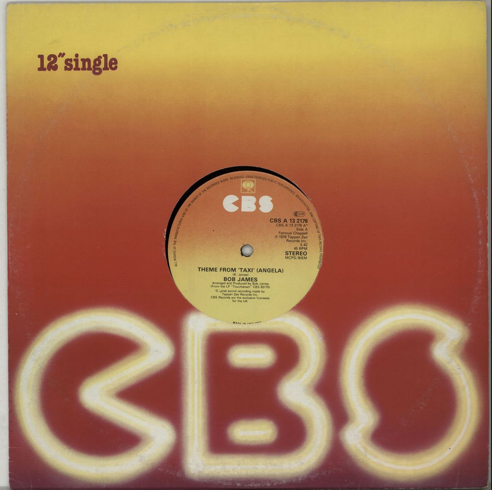 Bob James Theme From 'Taxi' (Angela) UK 12" vinyl single (12 inch record / Maxi-single) CBSA132176