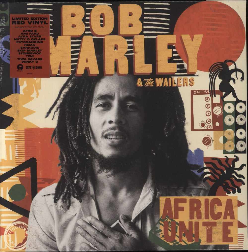 Bob Marley & The Wailers Africa Unite - Red vinyl - Hype Sticker - Sealed UK vinyl LP album (LP record) 4891121