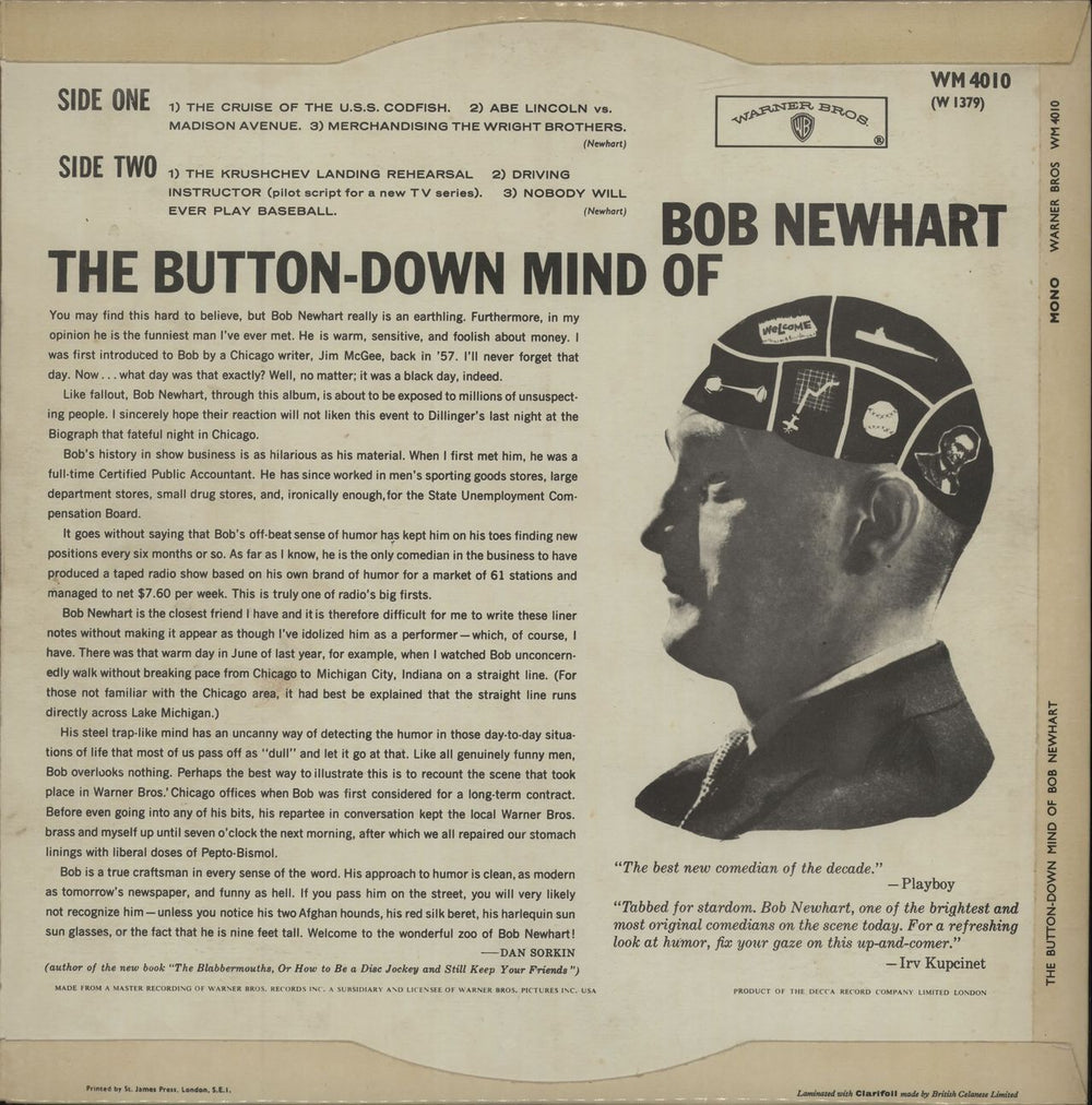 Bob Newhart The Button-Down Mind Of Bob Newhart - 1st UK vinyl LP album (LP record)