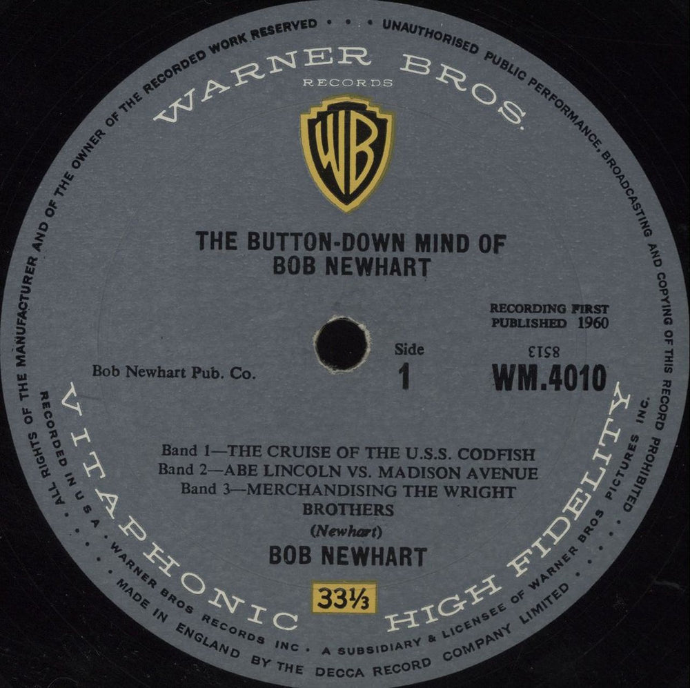 Bob Newhart The Button-Down Mind Of Bob Newhart - 1st UK vinyl LP album (LP record) NHTLPTH252153