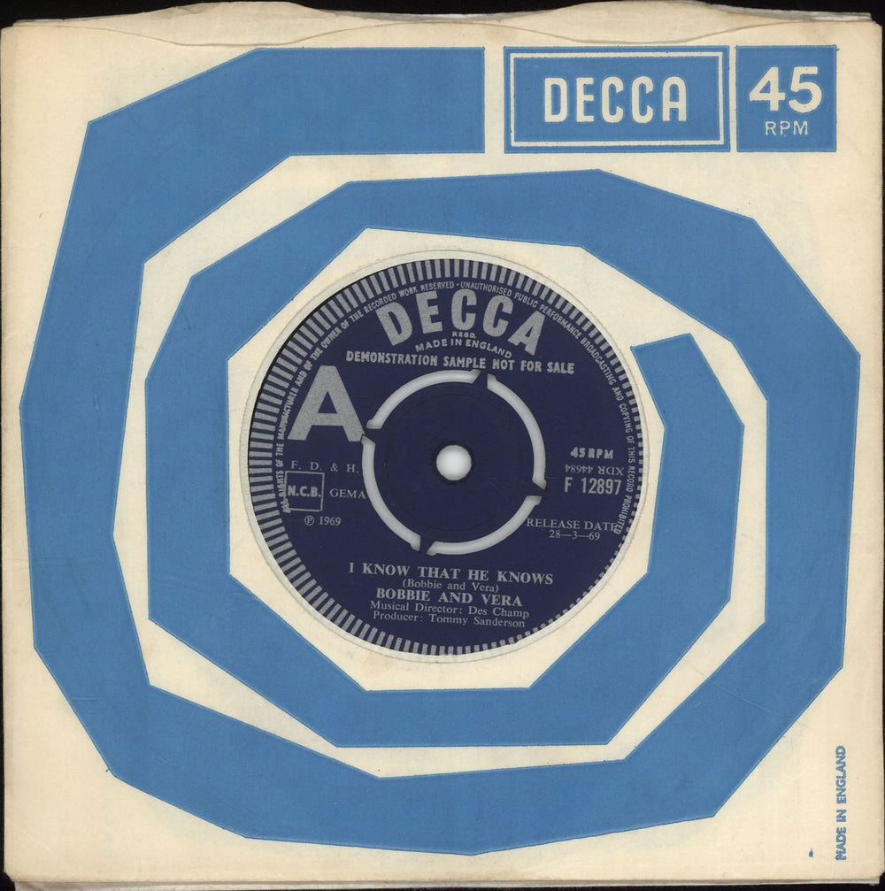 Bobbie And Vera I Know That He Knows - A Label UK 7" vinyl single (7 inch record / 45) F12897