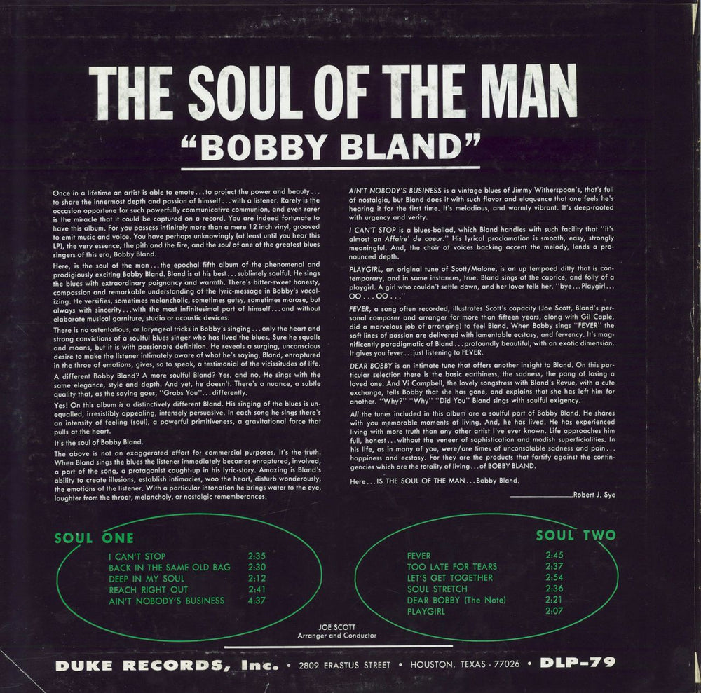 Bobby Bland The Soul Of The Man US vinyl LP album (LP record)