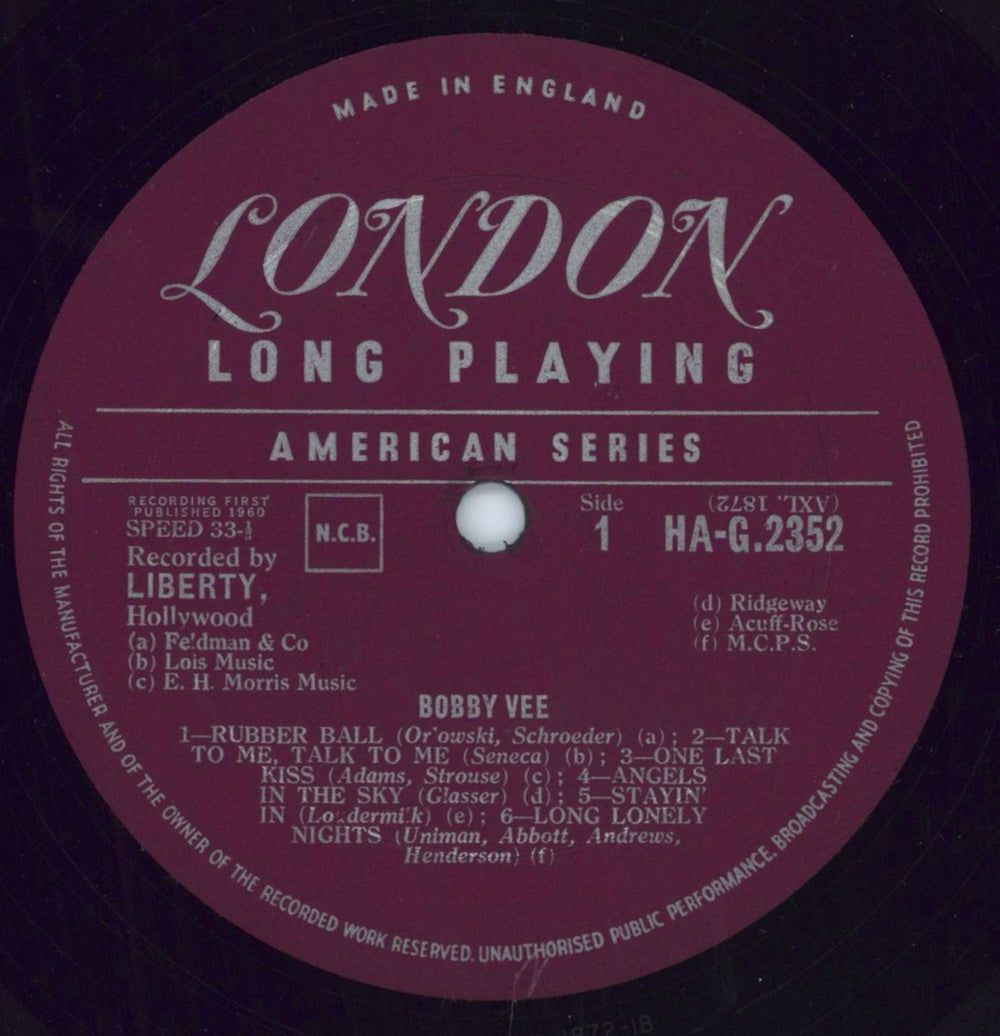 Bobby Vee Bobby Vee UK vinyl LP album (LP record) BYVLPBO789542