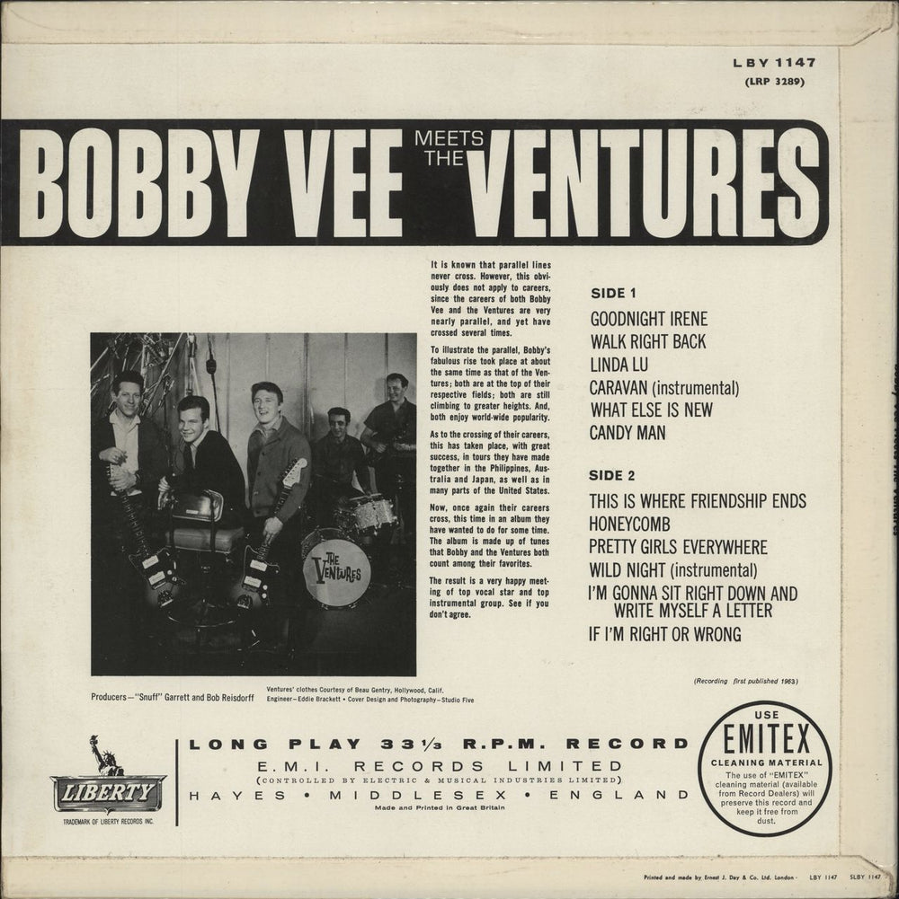 Bobby Vee Meets The Ventures UK vinyl LP album (LP record) BYVLPME545621