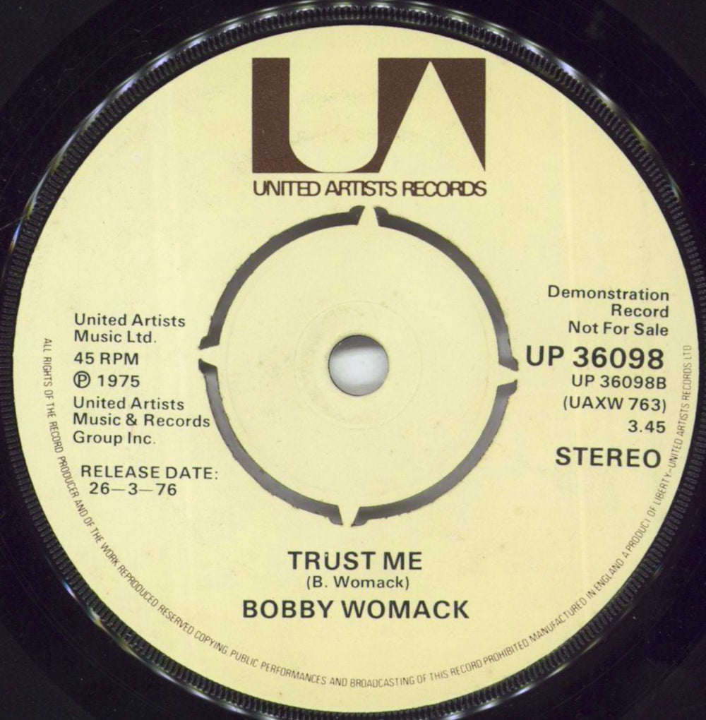 Bobby Womack Daylight UK Promo 7" vinyl single (7 inch record / 45) YBB07DA815263