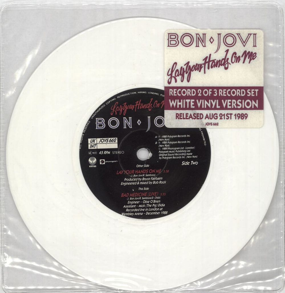 Bon Jovi Lay Your Hands On Me - Complete UK 7" vinyl single (7 inch record / 45) 042287495872