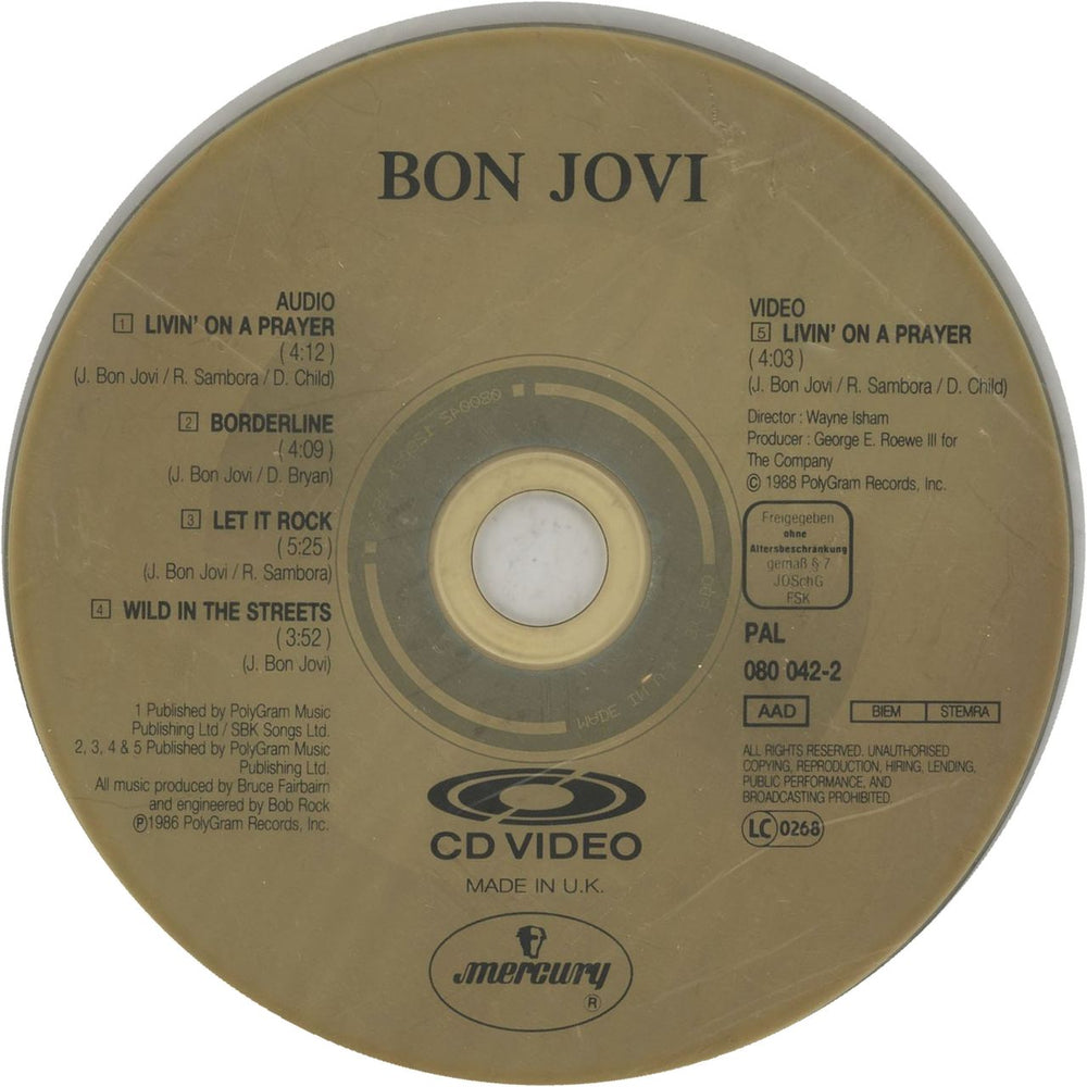 Bon Jovi Livin' On A Prayer - C.D.Video UK CD single (CD5 / 5") BONC5LI22893