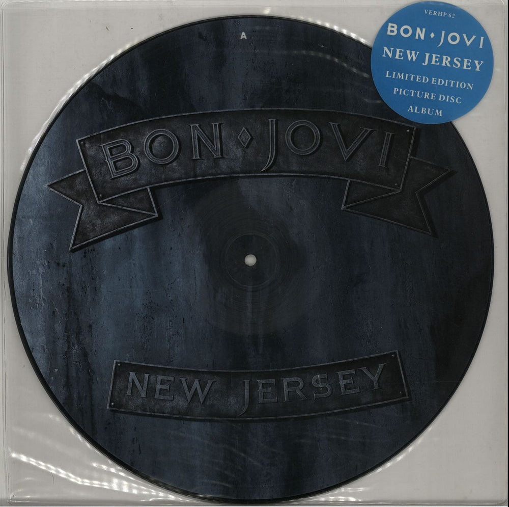 Bon Jovi New Jersey - Hype Stickered UK picture disc LP (vinyl picture disc album) VERHP62