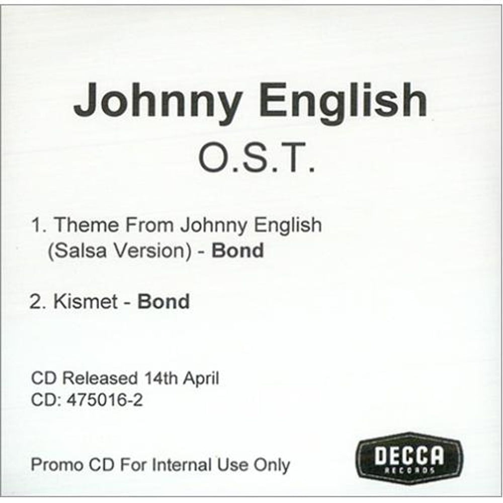Bond Johnny English OST UK CD-R acetate B.DCRJO421301