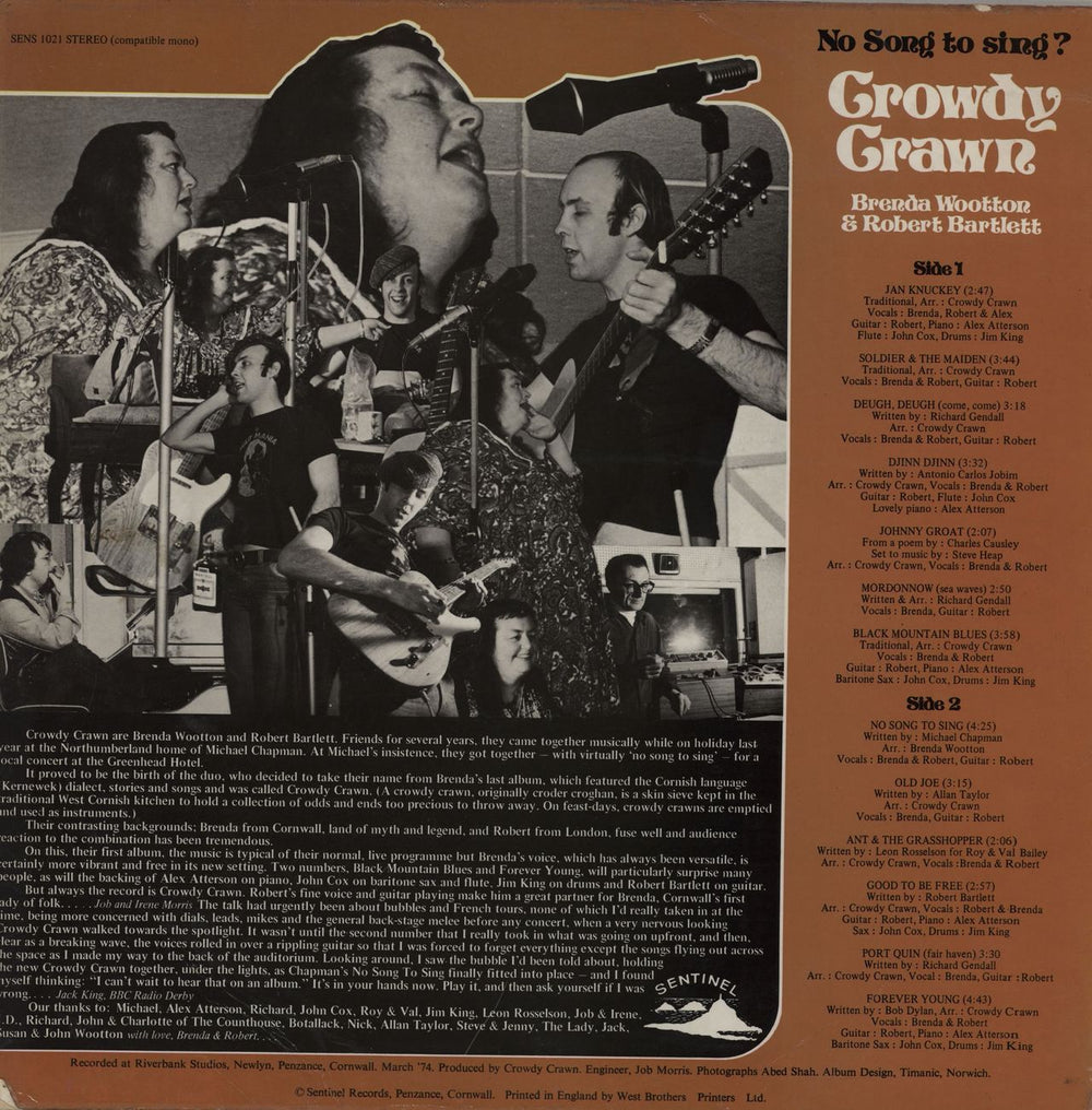 Brenda Wootton & Richard Gendall No Song To Sing ? UK vinyl LP album (LP record)