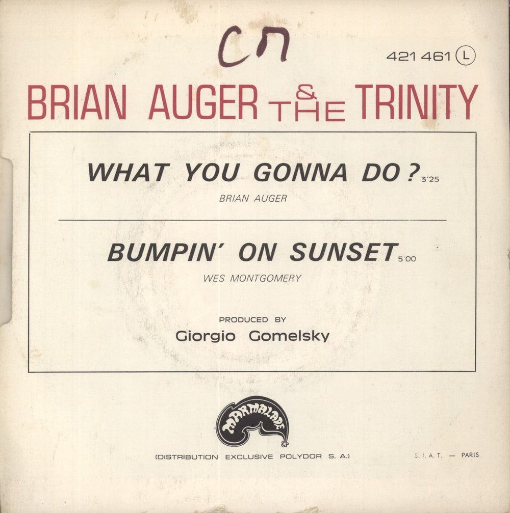 Brian Auger What You Gonna Do? French 7" vinyl single (7 inch record / 45)