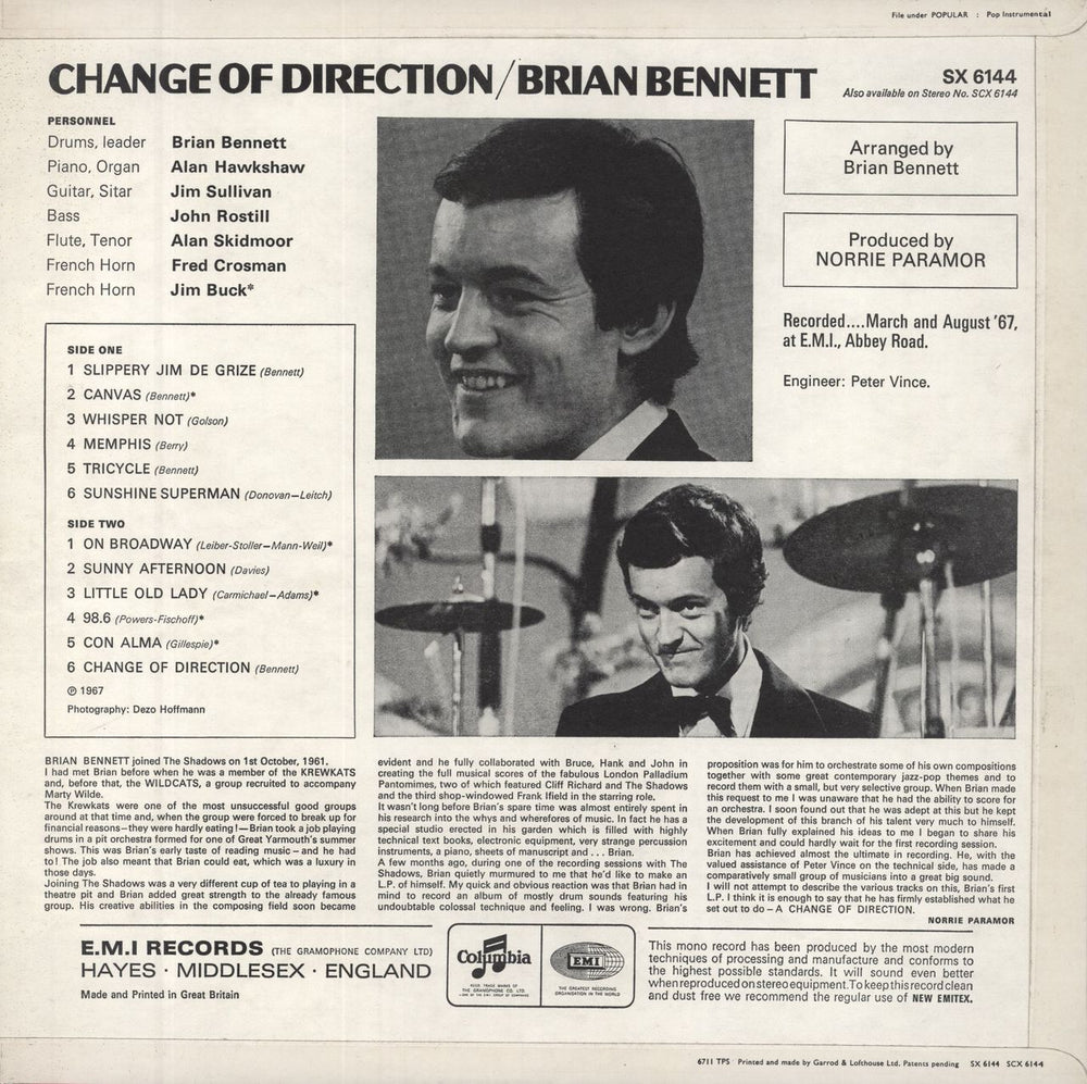 Brian Bennett Change Of Direction - EX UK vinyl LP album (LP record)
