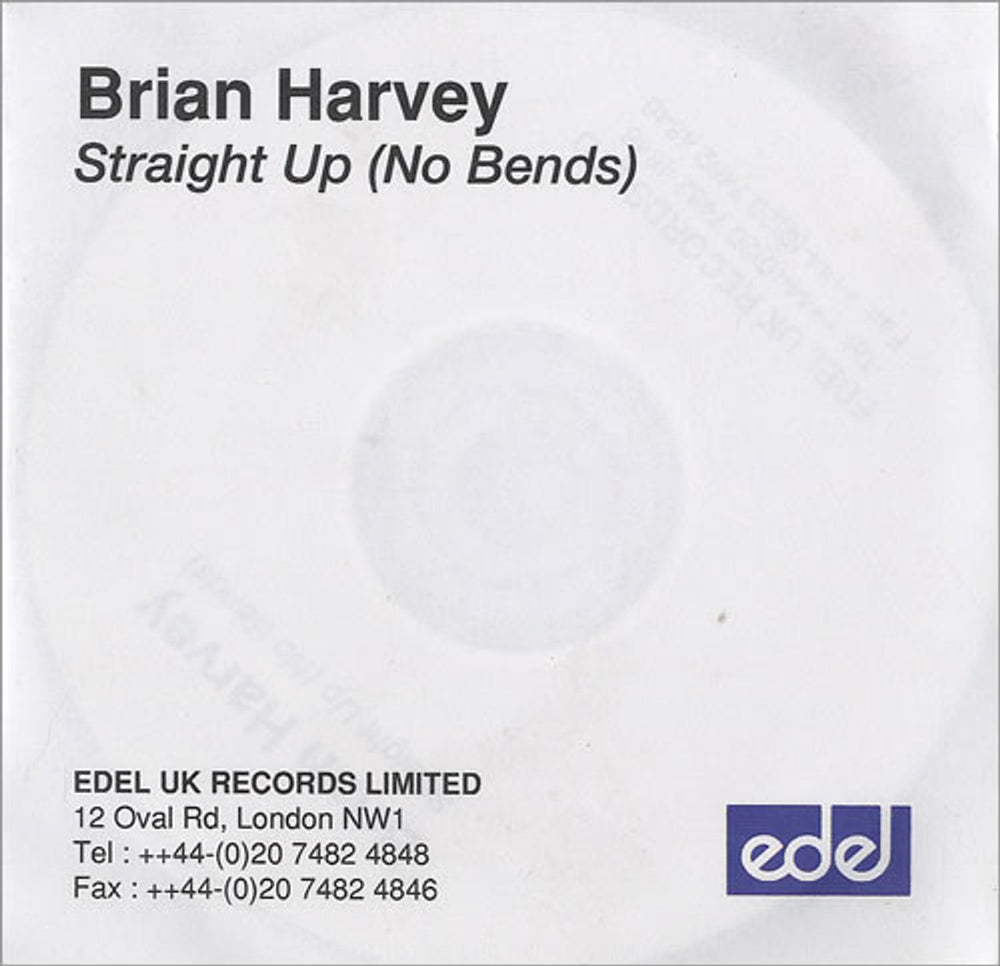 Brian Harvey Straight Up No Bends UK Promo CD-R acetate CDR ACETATE