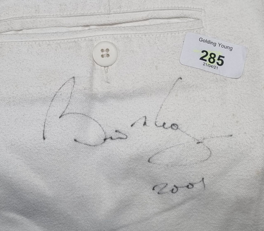 Brian May Cricket Trousers White - Autographed UK clothing SIGNED TROUSERS