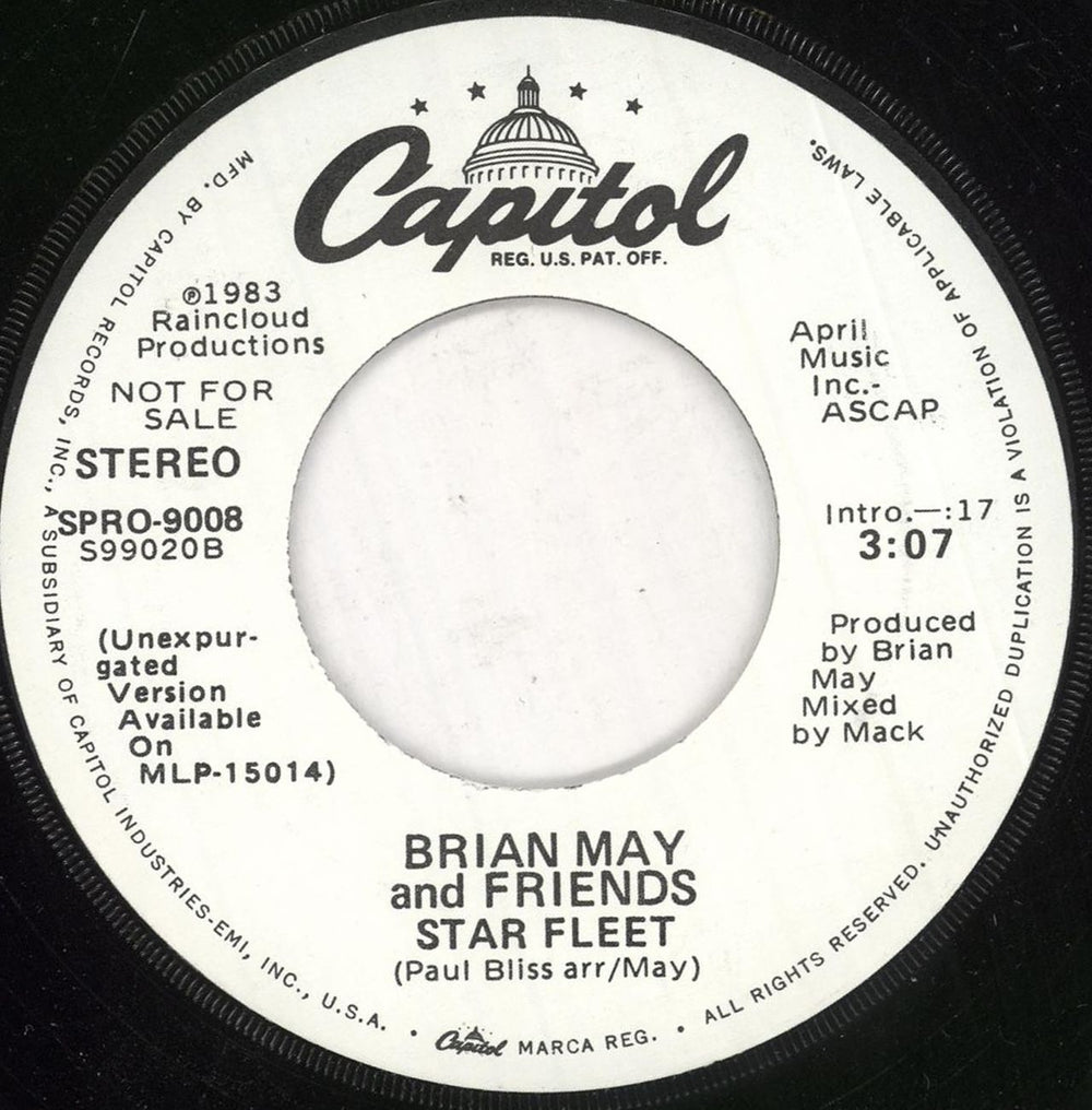 Brian May Star Fleet US Promo 7" vinyl single (7 inch record / 45) MAY07ST29472