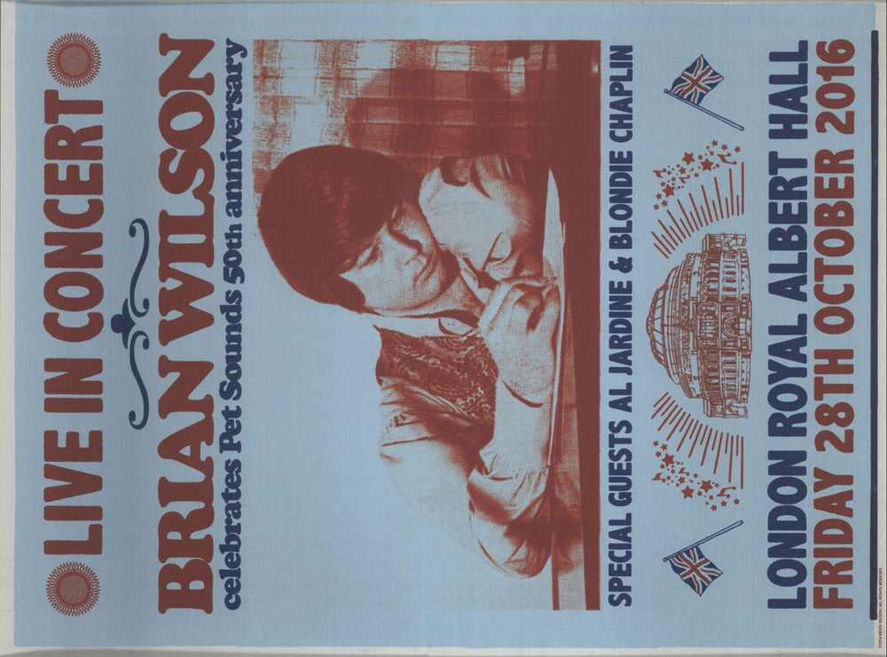 Brian Wilson Live In Concert - London Royal Albert Hall 2016 UK poster LITHO PRINT