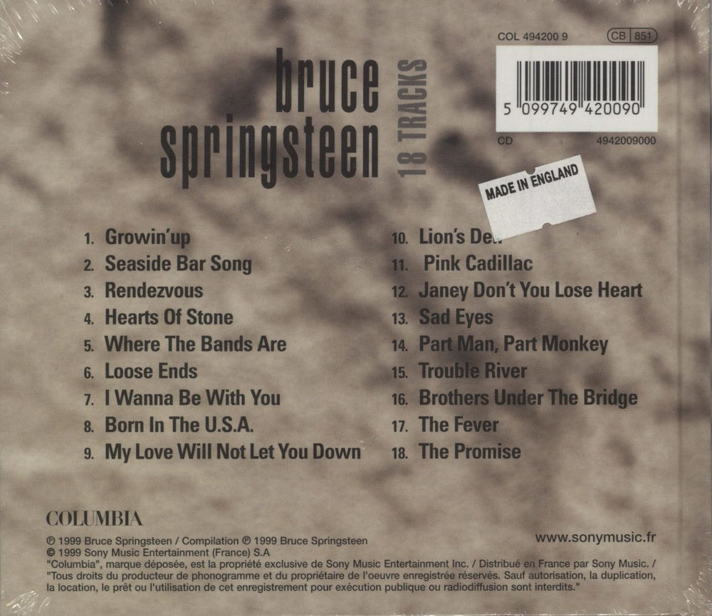 Bruce Springsteen 18 Tracks - Sealed Book Pack French CD album (CDLP) 5099749420090