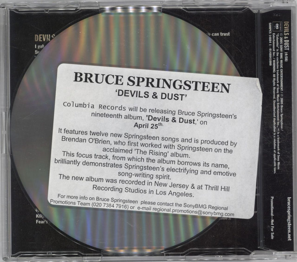 Bruce Springsteen Devils & Dust UK Promo CD single (CD5 / 5")