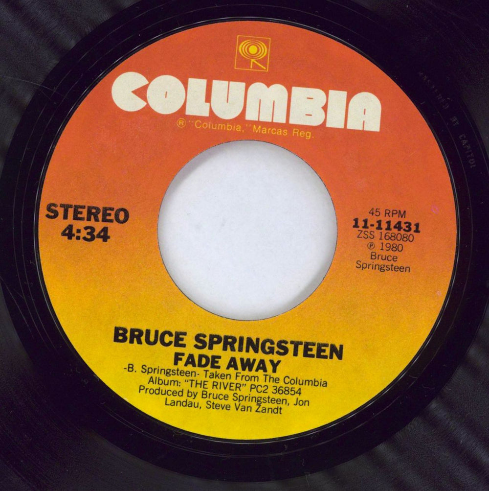 Bruce Springsteen Fade Away US 7" vinyl single (7 inch record / 45)