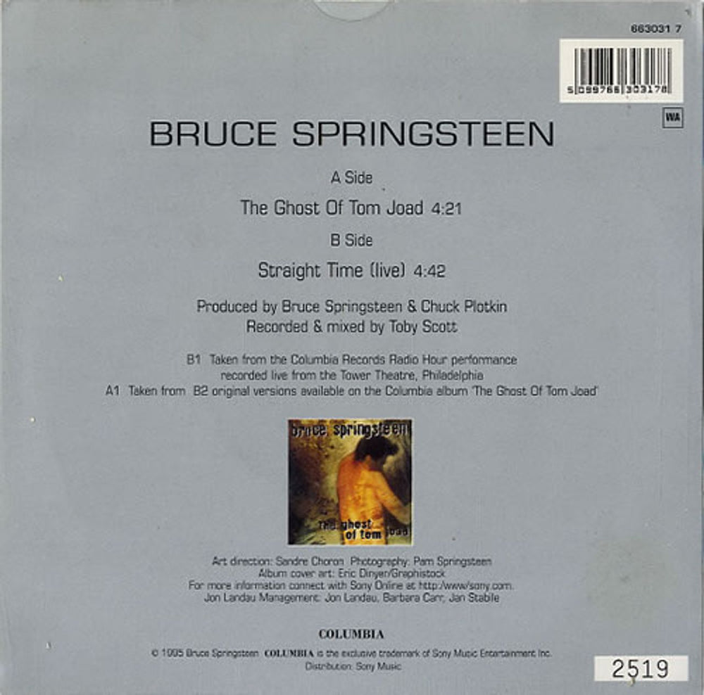 Bruce Springsteen The Ghost Of Tom Joad UK 7" vinyl picture disc (7 inch picture disc single) SPR7PTH64498