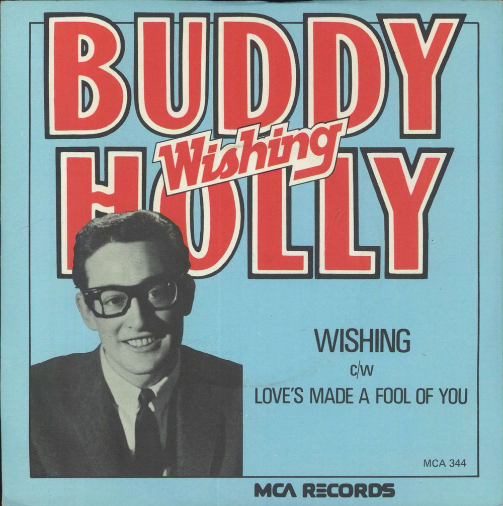 Buddy Holly Wishing + Sleeve UK 7" vinyl single (7 inch record / 45) MCA344