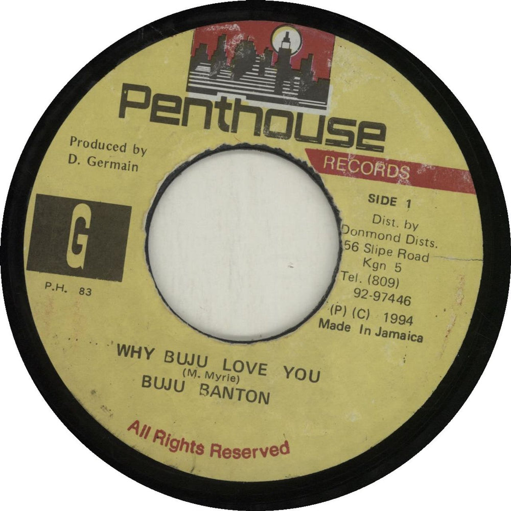 Buju Banton Why Buju Love You Jamaican 7" vinyl single (7 inch record / 45) PH83