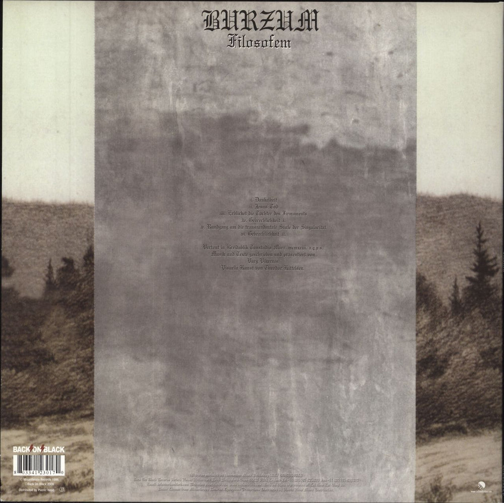 Burzum Filosofem UK 2-LP vinyl record set (Double LP Album) 803341230170