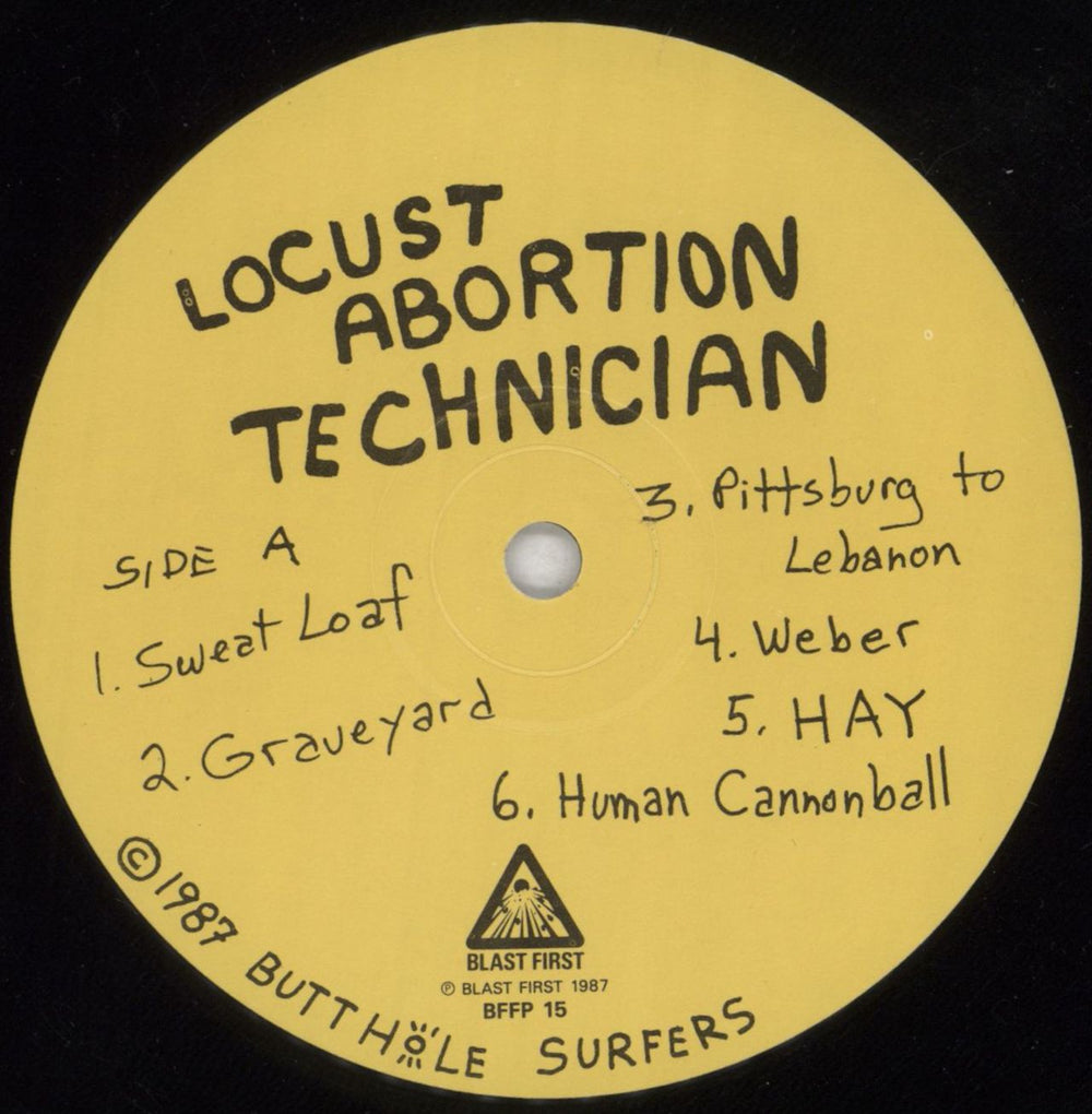 Butthole Surfers Locust Abortion Technician - Black & Yellow Labels UK vinyl LP album (LP record) BUTLPLO824328