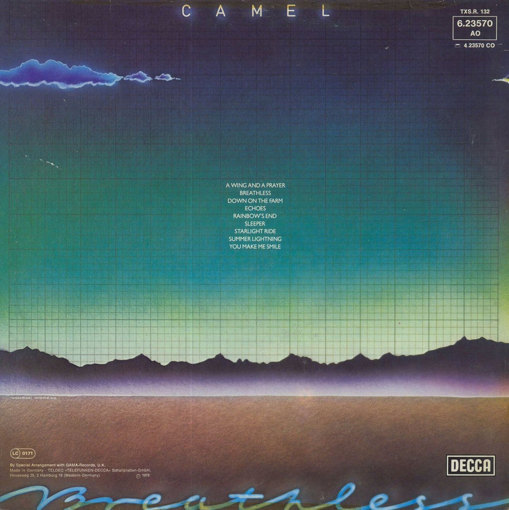 Camel Breathless German vinyl LP album (LP record)