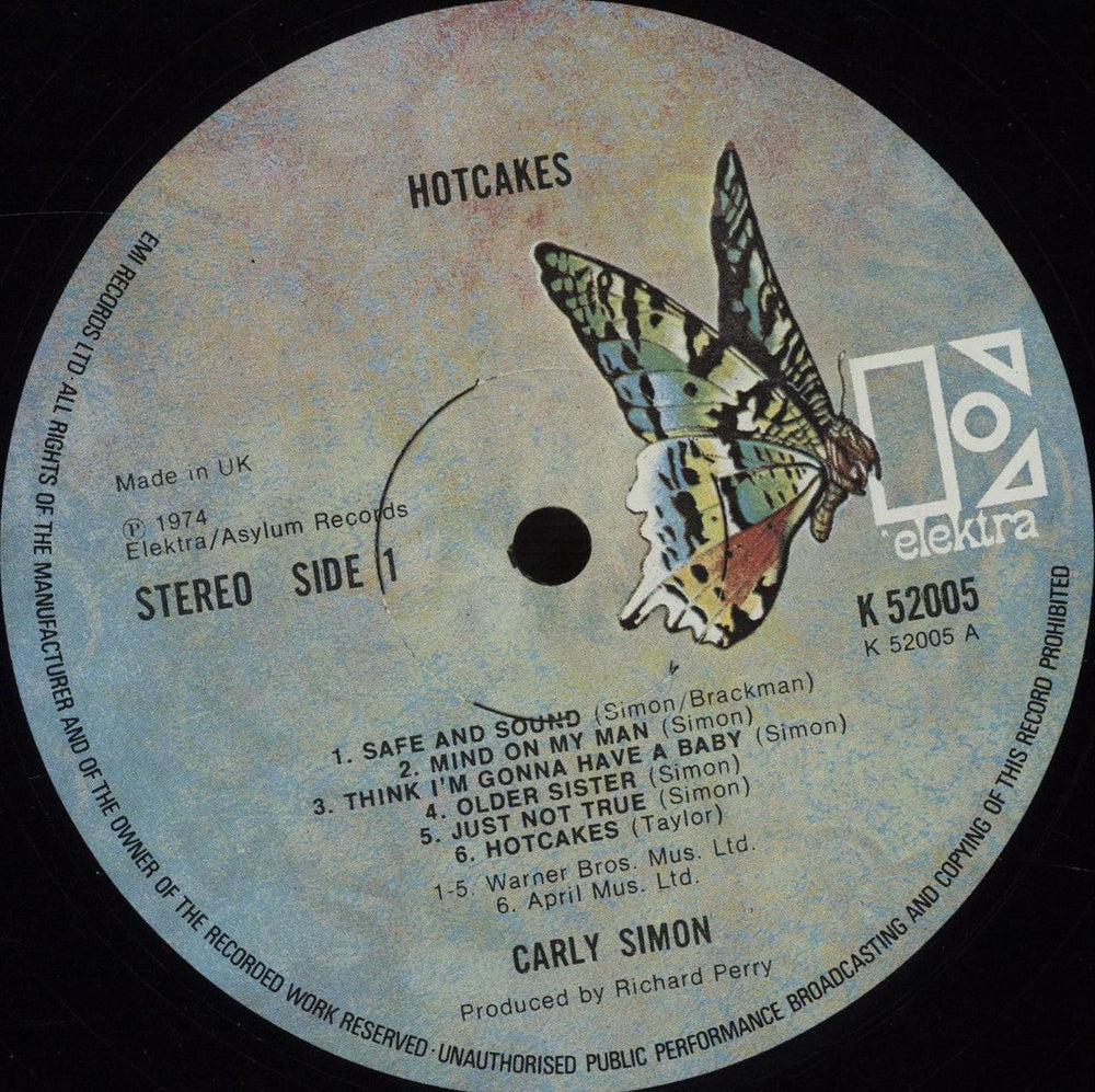 Carly Simon Hotcakes UK vinyl LP album (LP record) CALLPHO303149