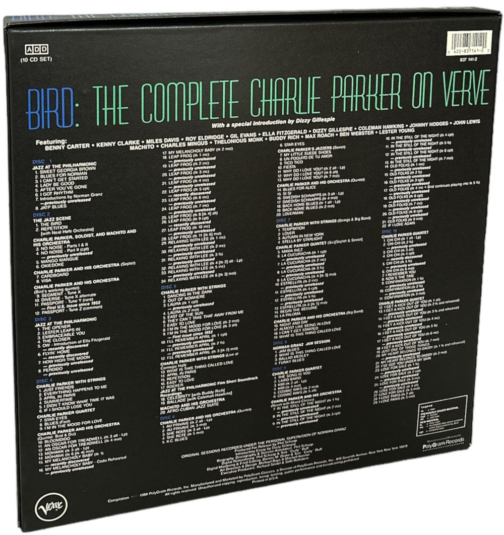 Charlie Parker Bird - The Complete Charlie Parker On Verve US Cd