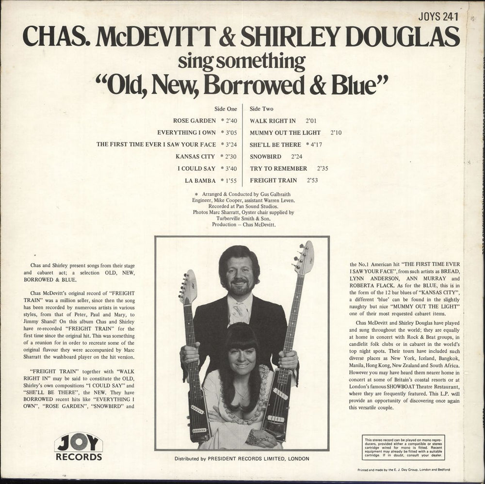 Chas McDevitt Sing Something "Old, New, Borrowed & Blue" UK vinyl LP album (LP record)