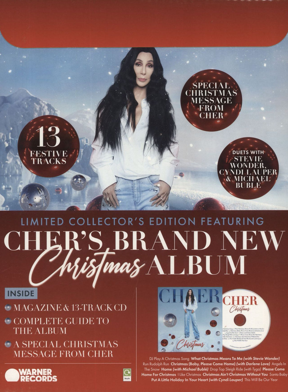 Cher Christmas + Magazine UK CD album (CDLP)