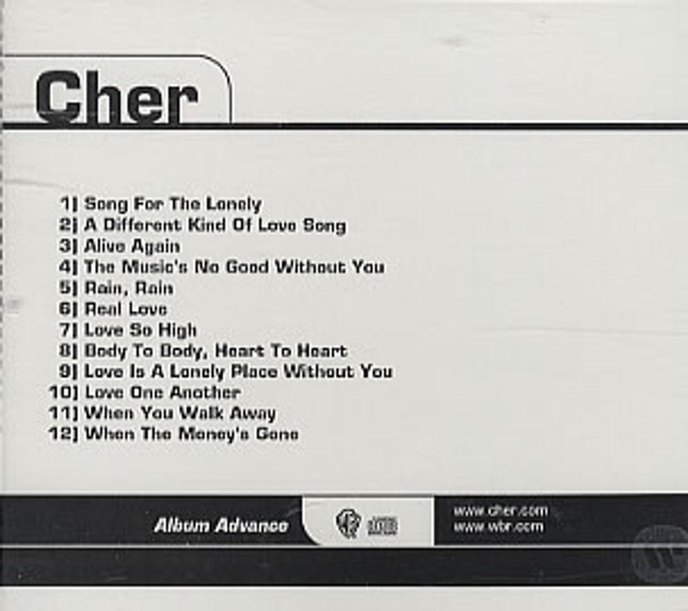 Cher Living Proof US Promo CD album (CDLP) 2-47619-A