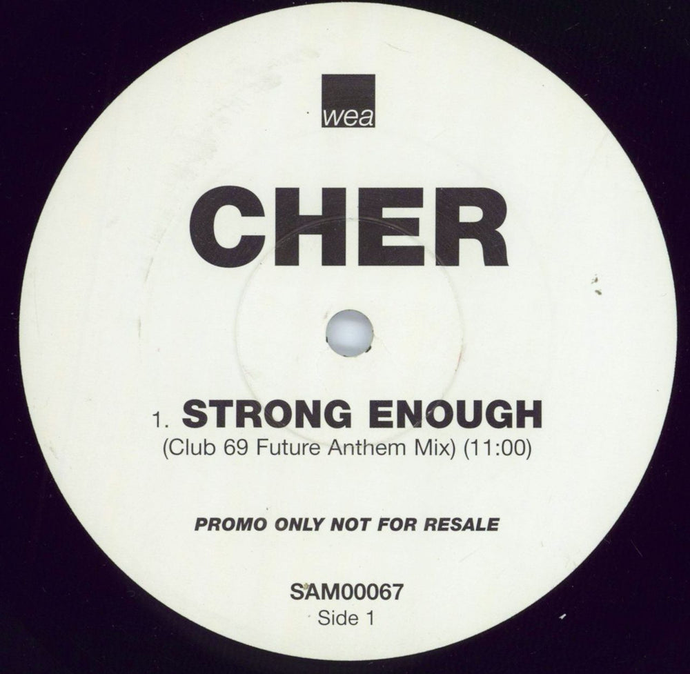 Cher Strong Enough - Club 69 Mixes UK Promo 12" vinyl single (12 inch record / Maxi-single) SAM00067