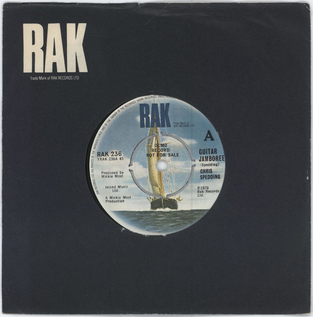 Chris Spedding Guitar Jamboree - 'A' Label UK Promo 7" vinyl single (7 inch record / 45) RAK236