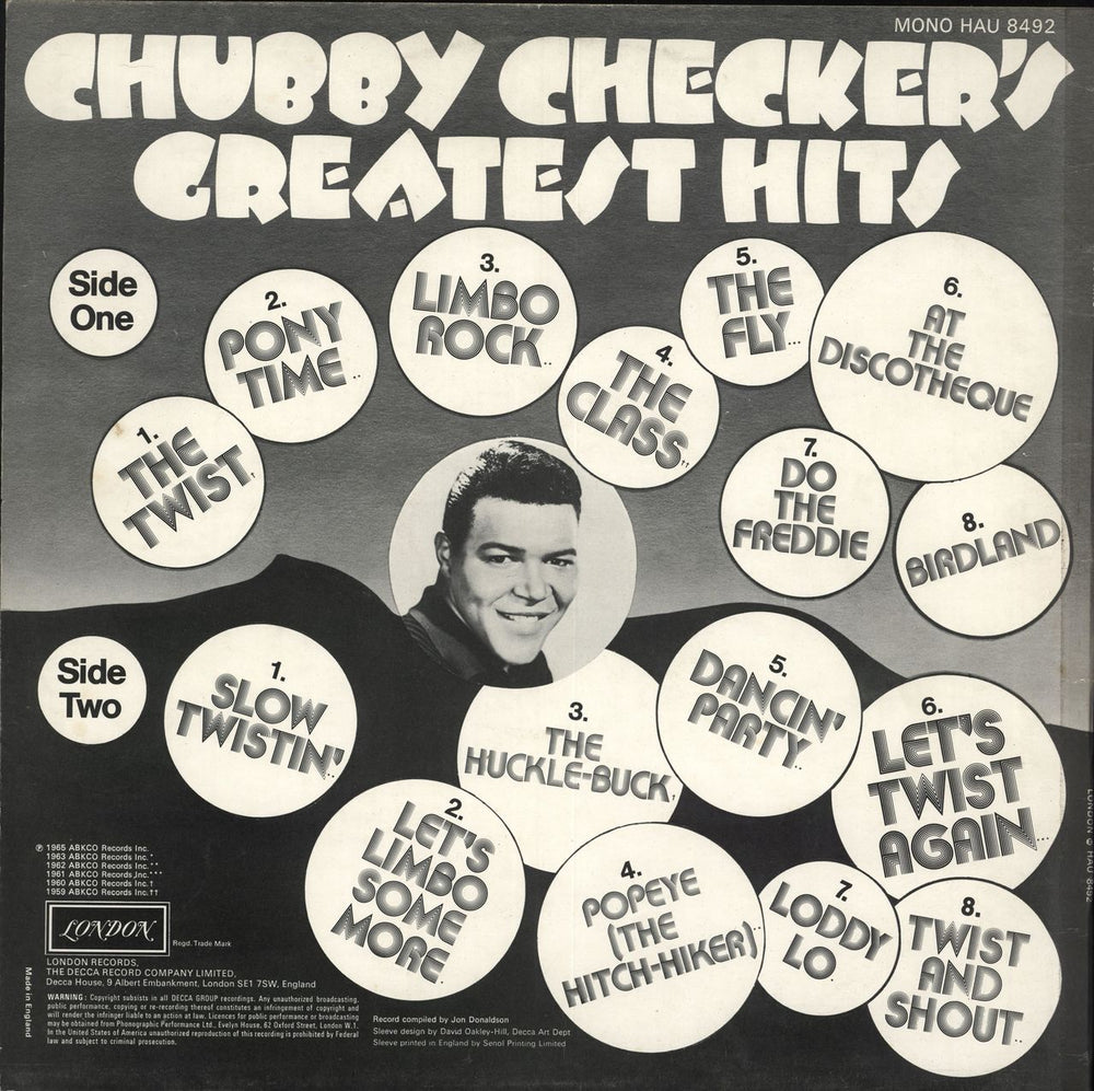 Chubby Checker Chubby Checker's Greatest Hits UK vinyl LP album (LP record)