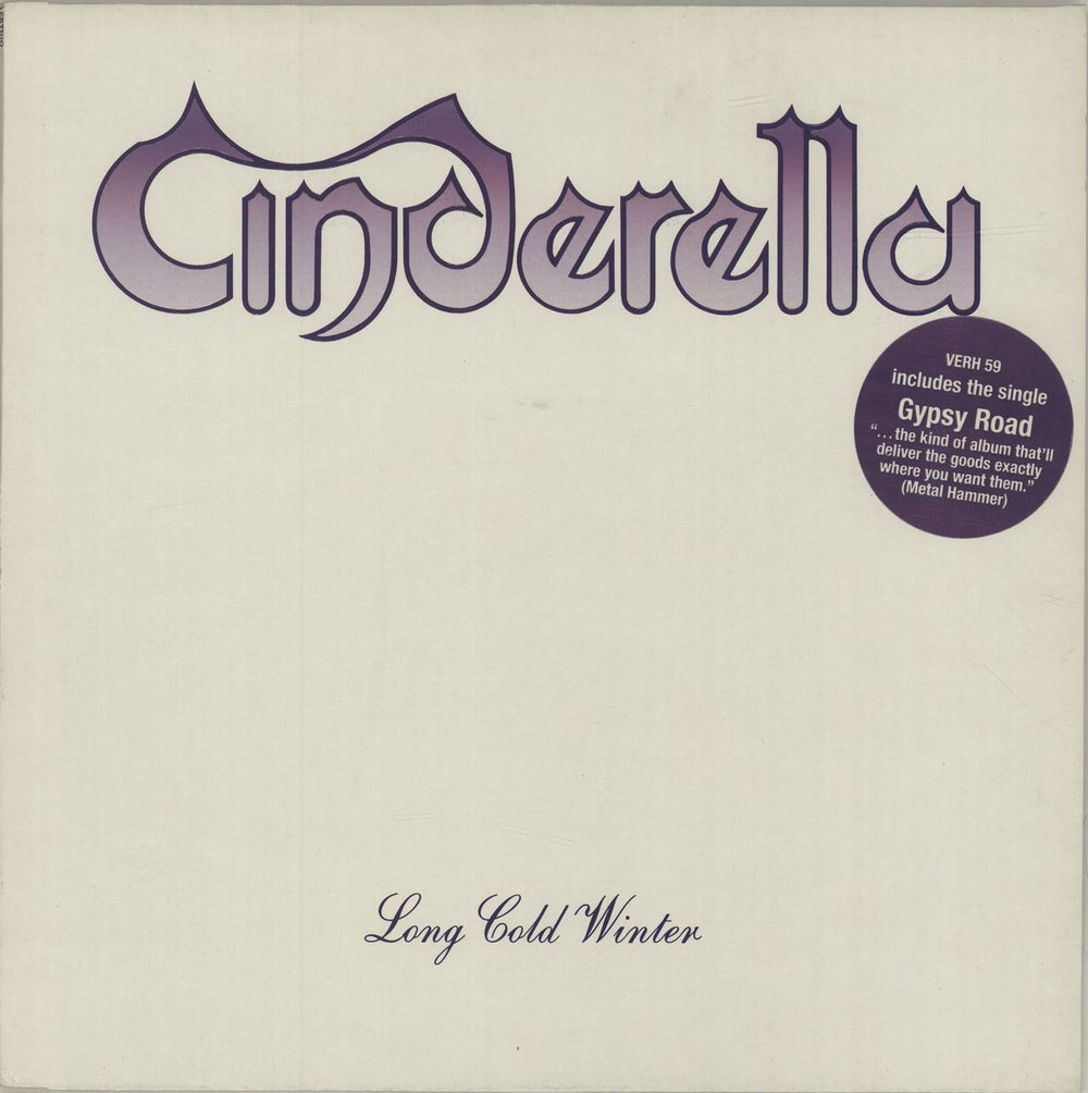 Cinderella Long Cold Winter - Stickered UK vinyl LP album (LP record) VERH59