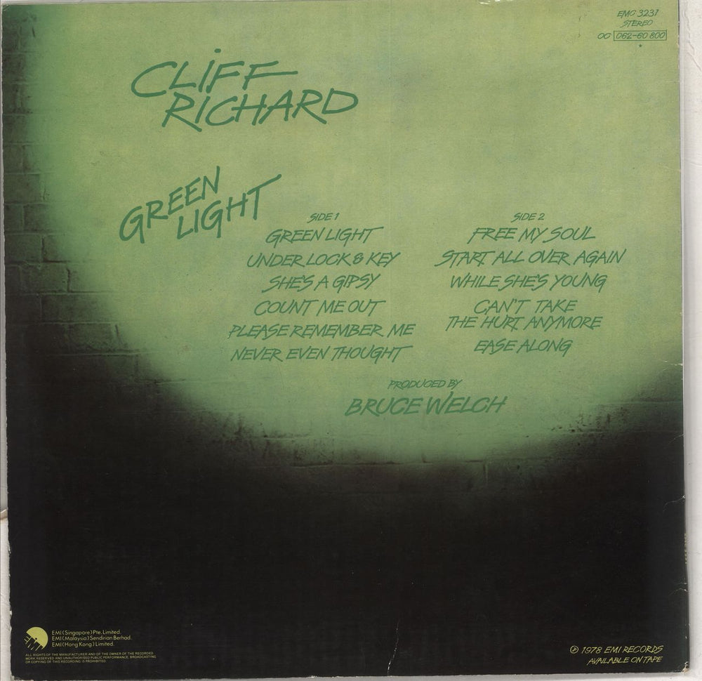 Cliff Richard Green Light Hong Kong vinyl LP album (LP record)