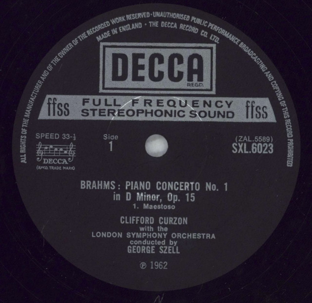 Clifford Curzon Brahms: Piano Concerto No. 1 UK vinyl LP album (LP record) H9ILPBR825606