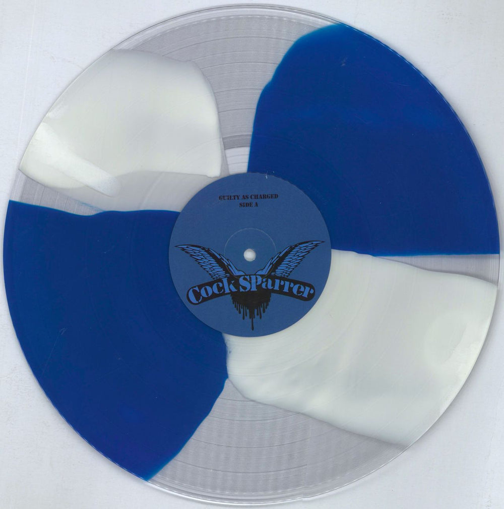 Cock Sparrer Guilty As Charged - Clear White Blue US vinyl LP album (LP record) I3CLPGU820049